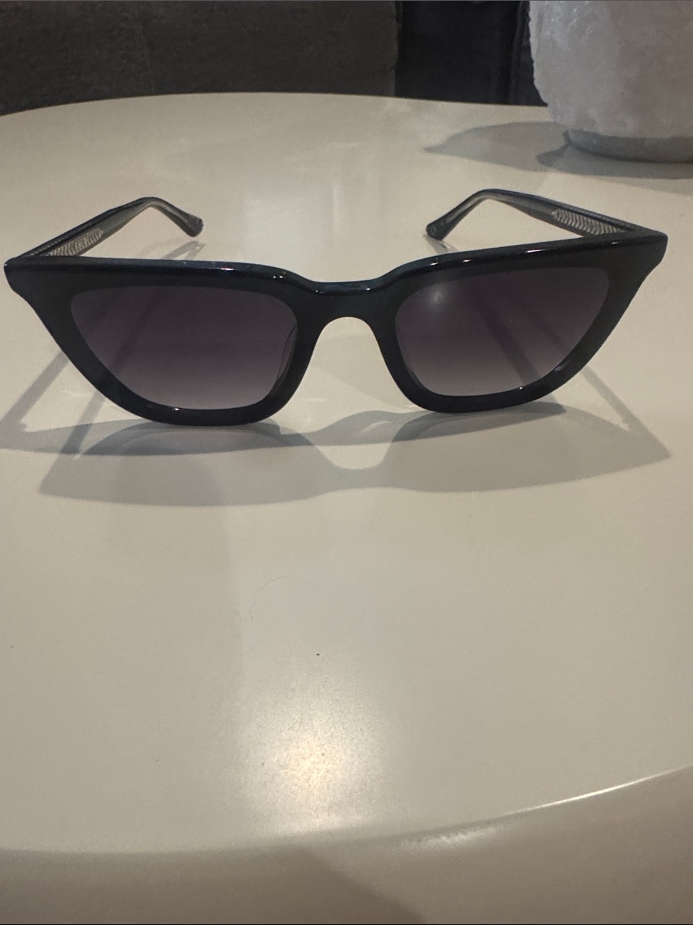KREWE Bowery Black Cat-Eye Sunglasses with Gradient Gray Lenses